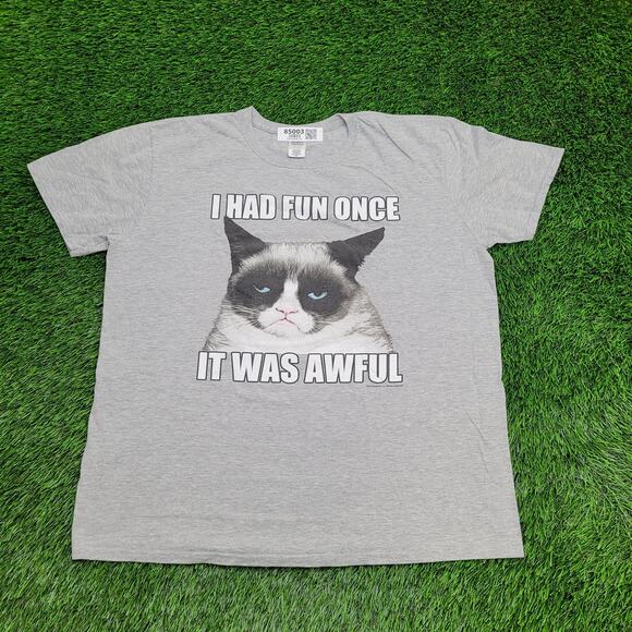 Funny Attitude Cat Feline Shirt Womens XL 24x26 Gray Slogan - Picture 1 of 12